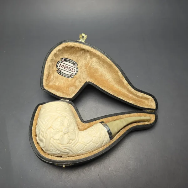 MBSD Meerschaum Silver Floral Carved Reverse Calabash Egg (New) - Image 4