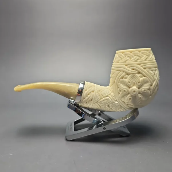 MBSD Meerschaum Silver Floral Carved Reverse Calabash Egg (New) - Image 7