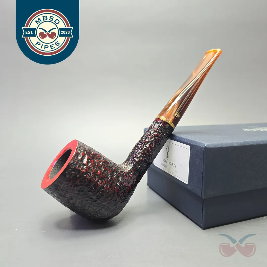 Savinelli Roma Lucite 111 KS Partially Rusticated Billiard (6mm) (New)