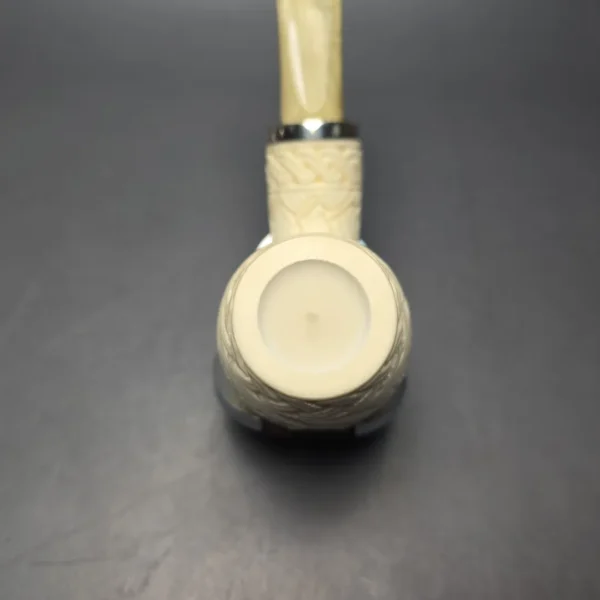 MBSD Meerschaum Silver Floral Carved Reverse Calabash Egg (New) - Image 9