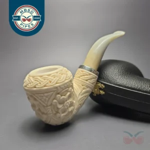 MBSD Meerschaum Silver Floral Carved Reverse Calabash Rhodesian (New)