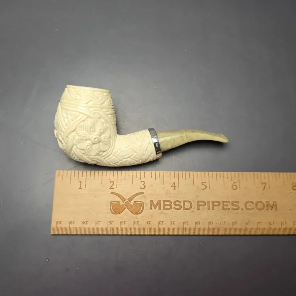MBSD Meerschaum Silver Floral Carved Reverse Calabash Egg (New) - Image 13