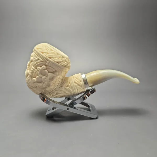 MBSD Meerschaum Silver Floral Carved Reverse Calabash Rhodesian (New) - Image 3