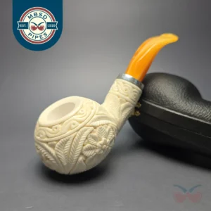 MBSD Meerschaum Silver Floral Carved Reverse Calabash Author (New)