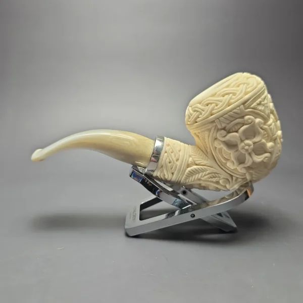 MBSD Meerschaum Silver Floral Carved Reverse Calabash Rhodesian (New) - Image 5