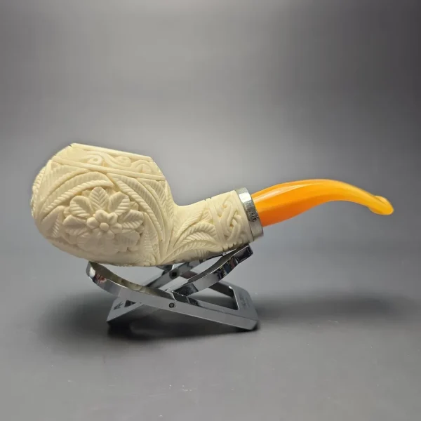 MBSD Meerschaum Silver Floral Carved Reverse Calabash Author (New) - Image 3