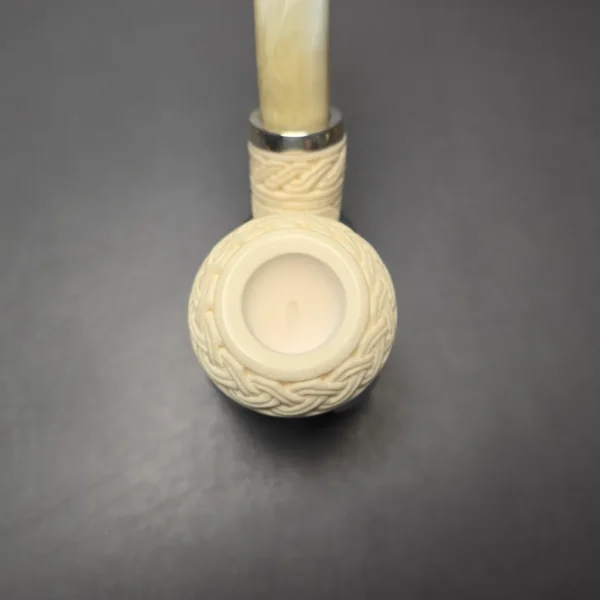 MBSD Meerschaum Silver Floral Carved Reverse Calabash Rhodesian (New) - Image 7