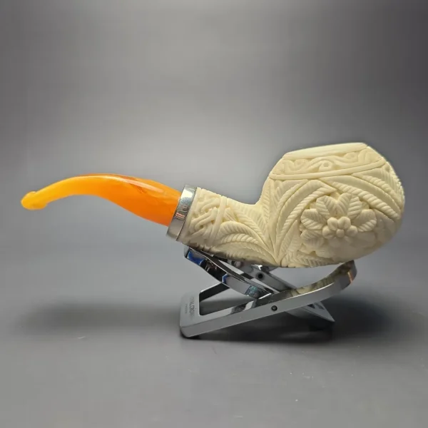 MBSD Meerschaum Silver Floral Carved Reverse Calabash Author (New) - Image 5