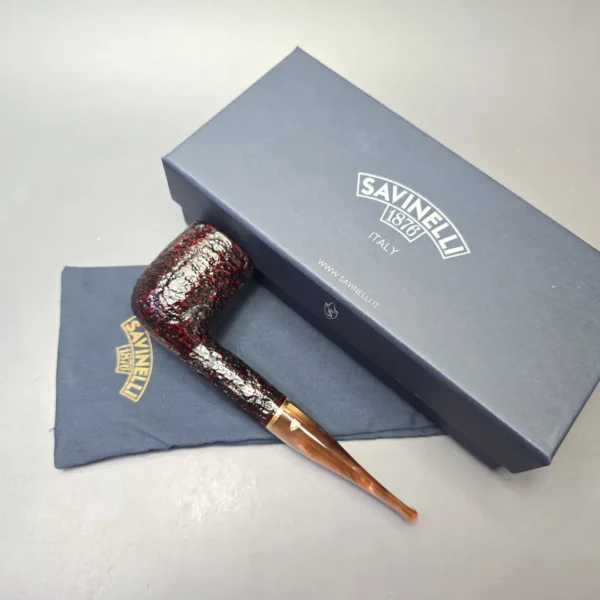 Savinelli Roma Lucite 111 KS Partially Rusticated Billiard (6mm) (New) - Image 14