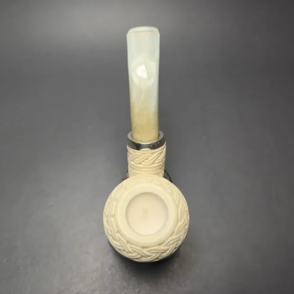 MBSD Meerschaum Silver Floral Carved Reverse Calabash Rhodesian (New) - Image 9