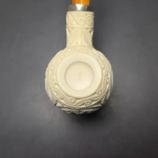 MBSD Meerschaum Silver Floral Carved Reverse Calabash Author (New) - Image 7