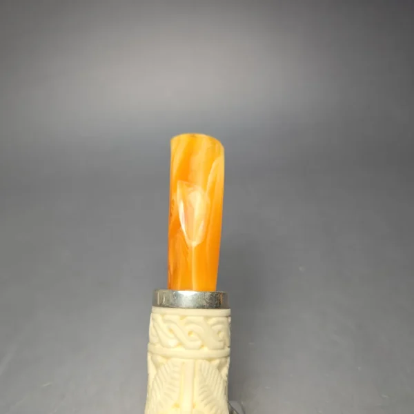 MBSD Meerschaum Silver Floral Carved Reverse Calabash Author (New) - Image 8
