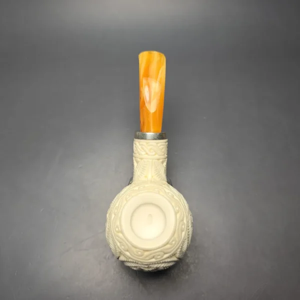 MBSD Meerschaum Silver Floral Carved Reverse Calabash Author (New) - Image 9