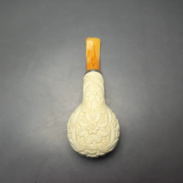 MBSD Meerschaum Silver Floral Carved Reverse Calabash Author (New) - Image 10