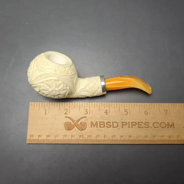 MBSD Meerschaum Silver Floral Carved Reverse Calabash Author (New) - Image 11