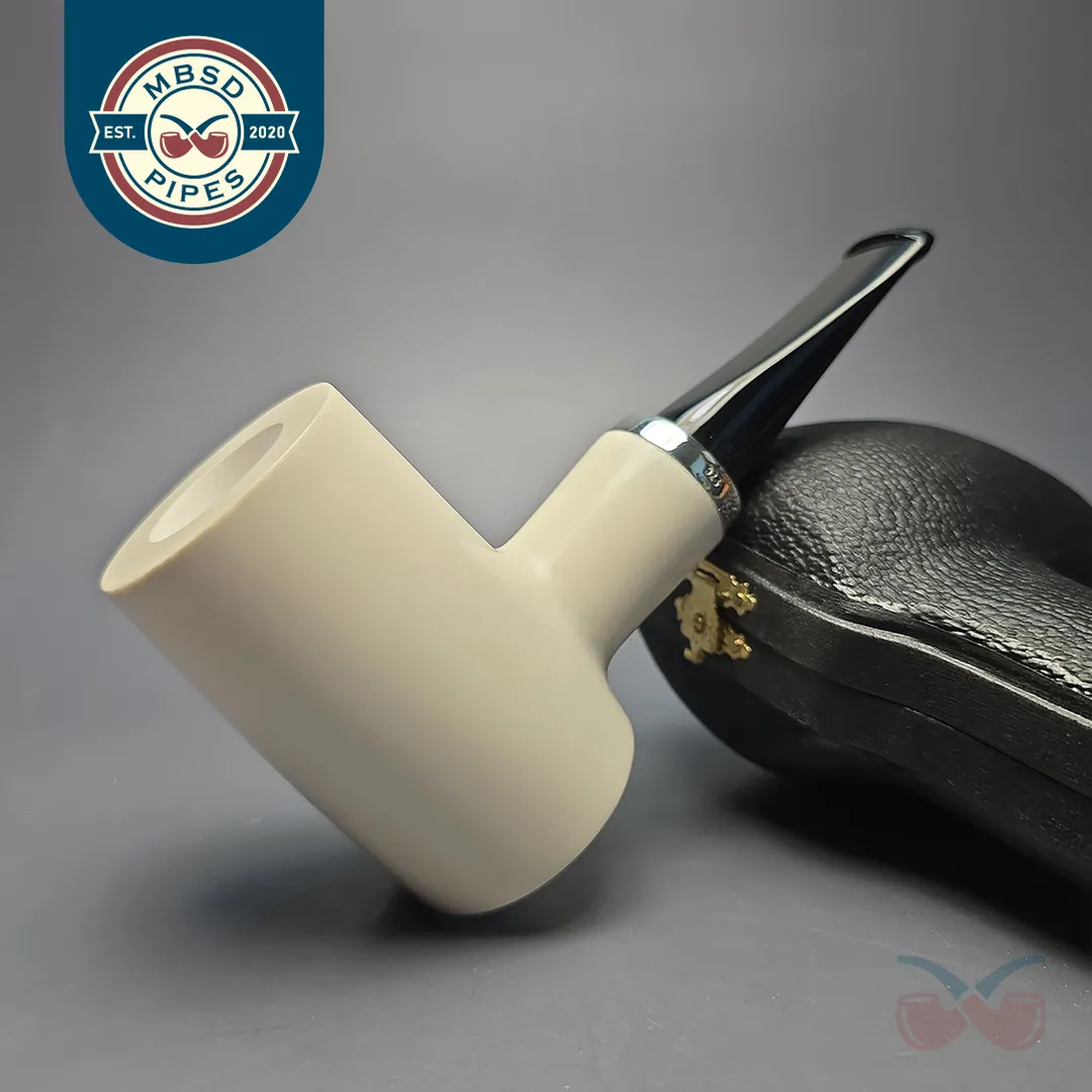 MBSD Meerschaum Silver Smooth Reverse Calabash Poker (New)