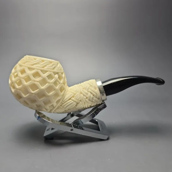 MBSD Meerschaum Silver Lattice Carved Reverse Calabash Author (New) - Image 3