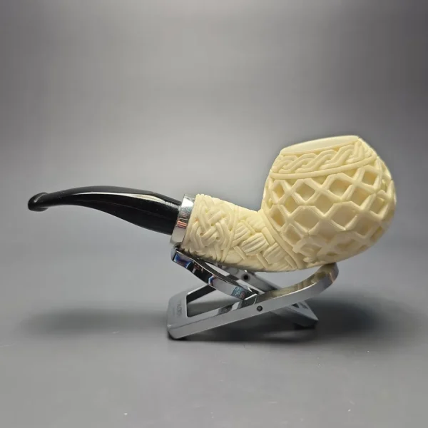 MBSD Meerschaum Silver Lattice Carved Reverse Calabash Author (New) - Image 5