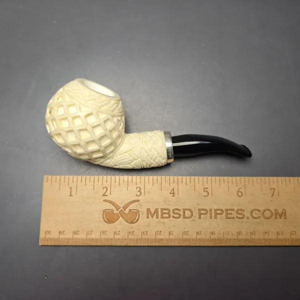 MBSD Meerschaum Silver Lattice Carved Reverse Calabash Author (New) - Image 11