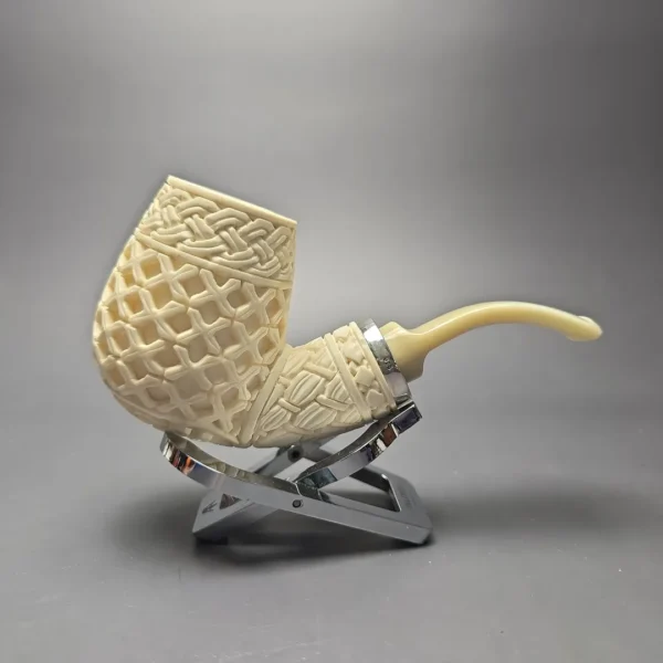 MBSD Meerschaum Silver Lattice Carved Reverse Calabash Brandy (New) - Image 3