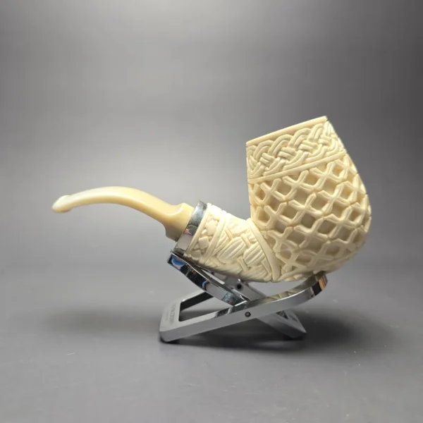 MBSD Meerschaum Silver Lattice Carved Reverse Calabash Brandy (New) - Image 5