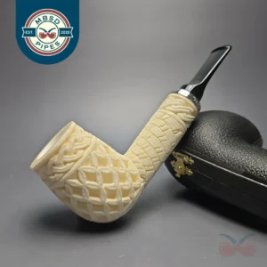 MBSD Meerschaum Silver Extra Large Lattice Carved Reverse Calabash Lovat (New)