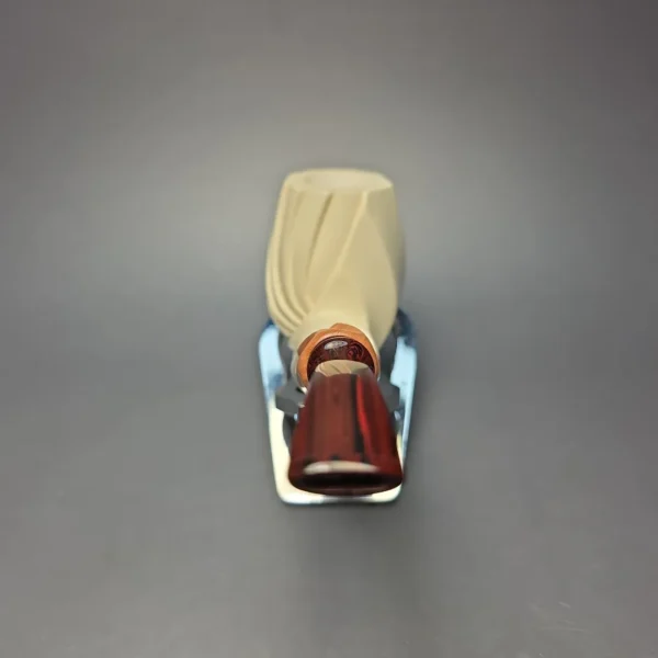 MBSD Meerschaum Premier (by Emre Bay) Smooth Spiral Billiard with Cumberland and Briar-Mortise (New) - Image 6
