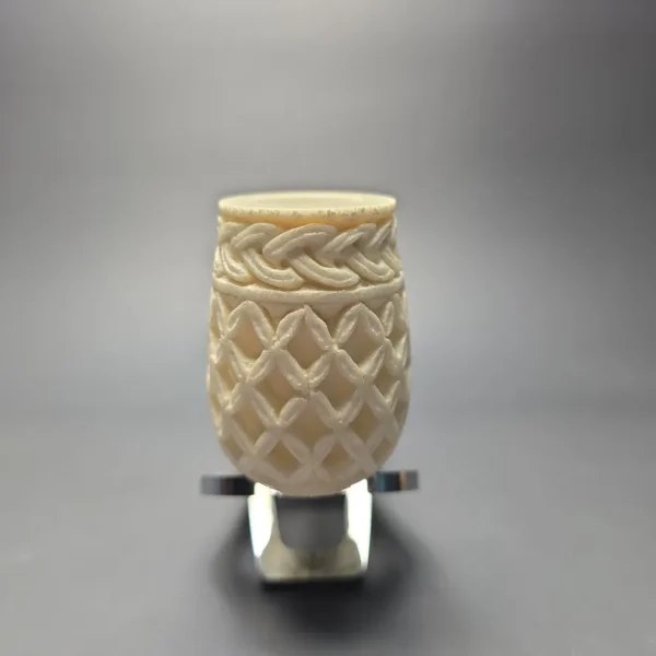 MBSD Meerschaum Silver Extra Large Lattice Carved Reverse Calabash Lovat (New) - Image 4