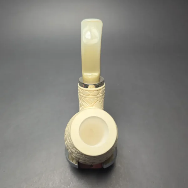 MBSD Meerschaum Silver Lattice Carved Reverse Calabash Brandy (New) - Image 9