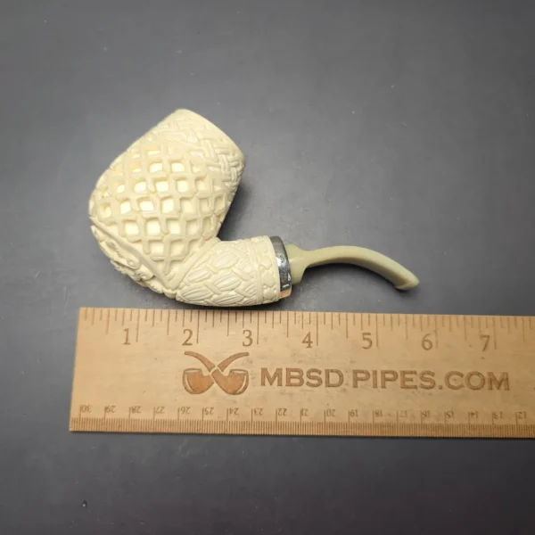 MBSD Meerschaum Silver Lattice Carved Reverse Calabash Brandy (New) - Image 11