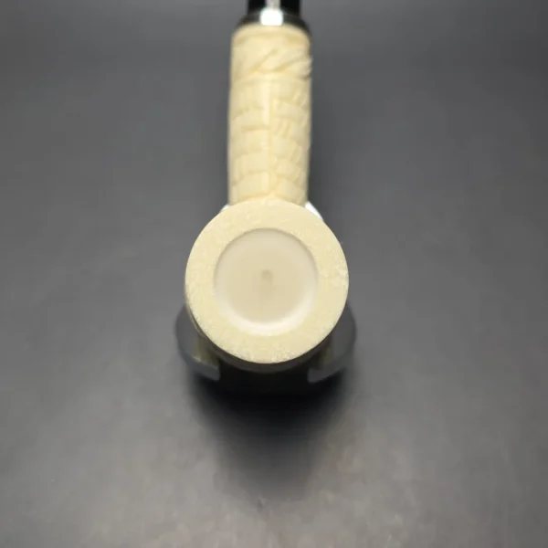 MBSD Meerschaum Silver Extra Large Lattice Carved Reverse Calabash Lovat (New) - Image 7