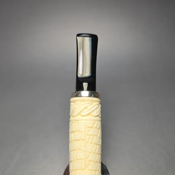 MBSD Meerschaum Silver Extra Large Lattice Carved Reverse Calabash Lovat (New) - Image 8