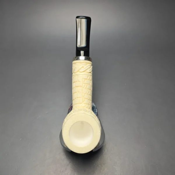 MBSD Meerschaum Silver Extra Large Lattice Carved Reverse Calabash Lovat (New) - Image 9