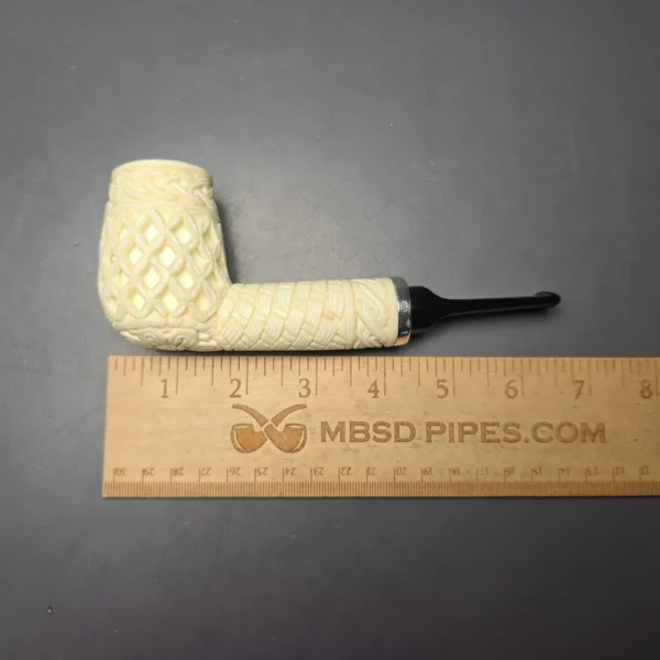 MBSD Meerschaum Silver Extra Large Lattice Carved Reverse Calabash Lovat (New) - Image 11