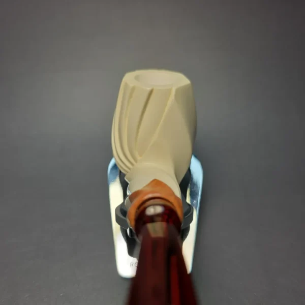 MBSD Meerschaum Premier (by Emre Bay) Smooth Spiral Billiard with Cumberland and Briar-Mortise (New) - Image 7