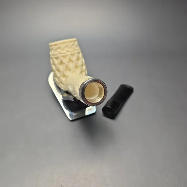 MBSD Meerschaum Silver Extra Large Lattice Carved Reverse Calabash Lovat (New) - Image 13