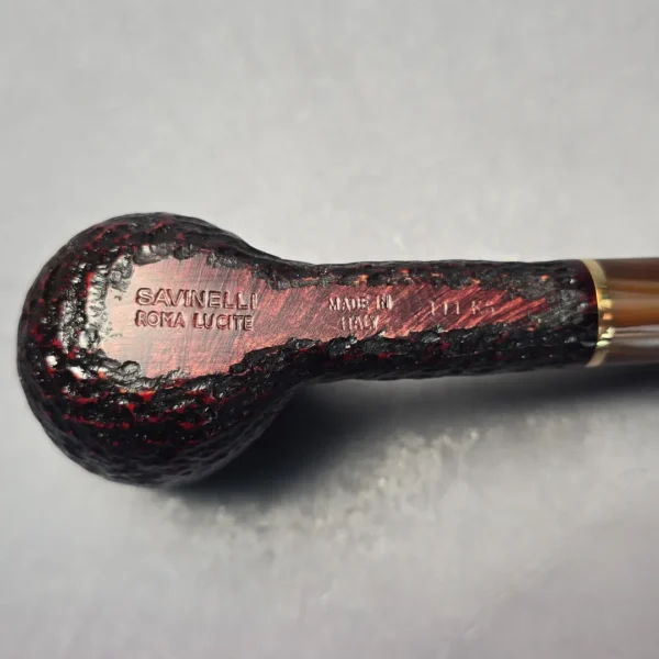 Savinelli Roma Lucite 111 KS Partially Rusticated Billiard (6mm) (New) - Image 10