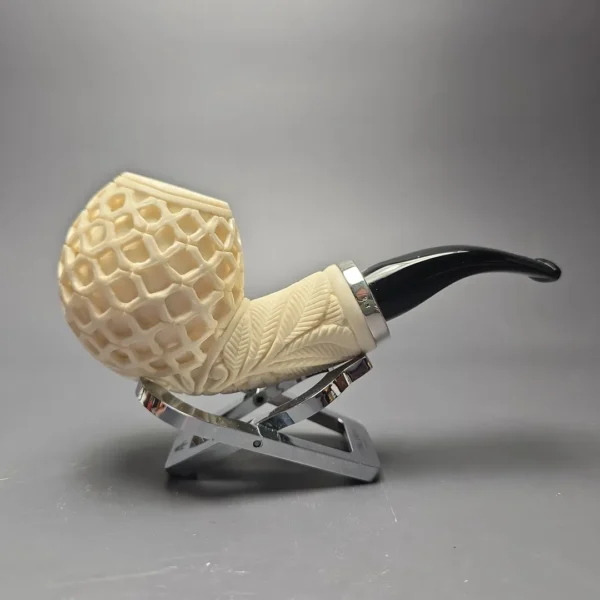 MBSD Meerschaum Silver Lattice Carved Reverse Calabash Author (New) - Image 3