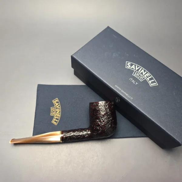Savinelli Roma Lucite 111 KS Partially Rusticated Billiard (6mm) (New) - Image 14