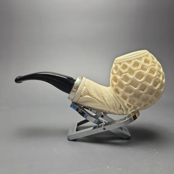 MBSD Meerschaum Silver Lattice Carved Reverse Calabash Author (New) - Image 5