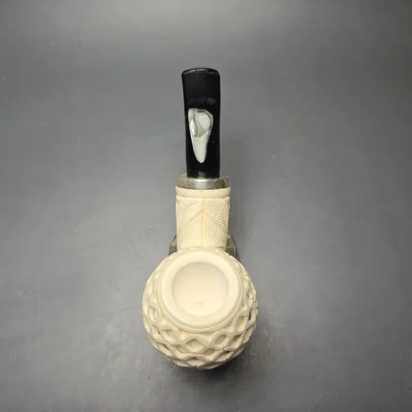 MBSD Meerschaum Silver Lattice Carved Reverse Calabash Author (New) - Image 9