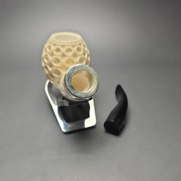 MBSD Meerschaum Silver Lattice Carved Reverse Calabash Author (New) - Image 12