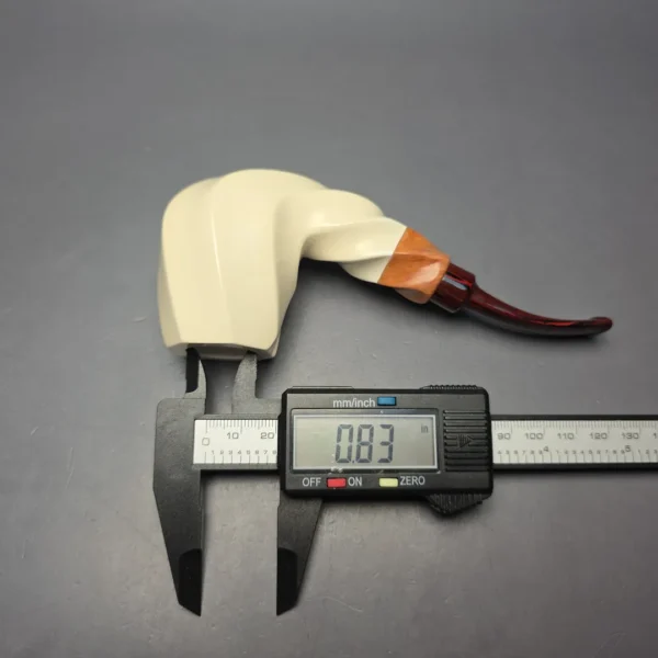 MBSD Meerschaum Premier (by Emre Bay) Smooth Spiral Billiard with Cumberland and Briar-Mortise (New) - Image 10