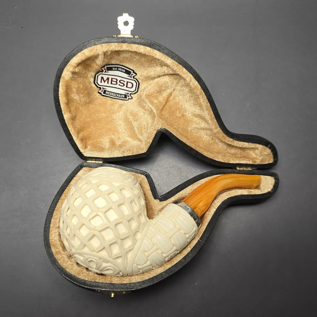 MBSD Meerschaum Silver Lattice Carved Reverse Calabash Brandy (New) - Image 2