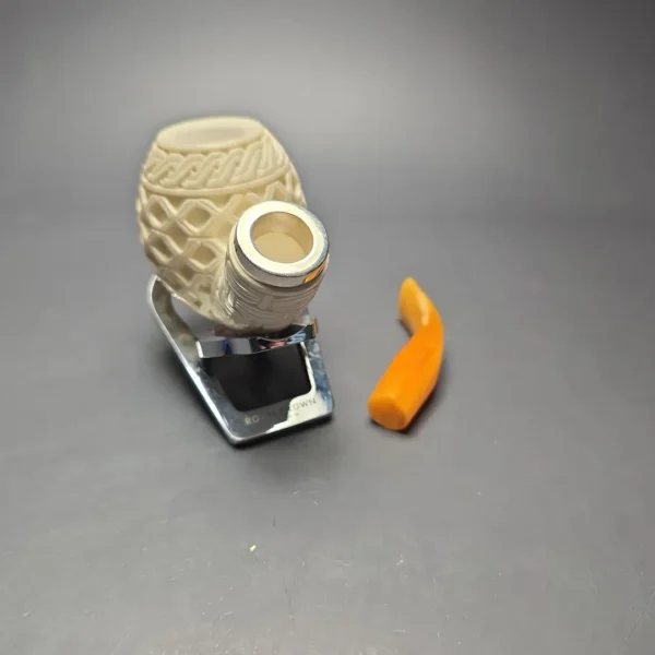 MBSD Meerschaum Silver Lattice Carved Reverse Calabash Brandy (New) - Image 12