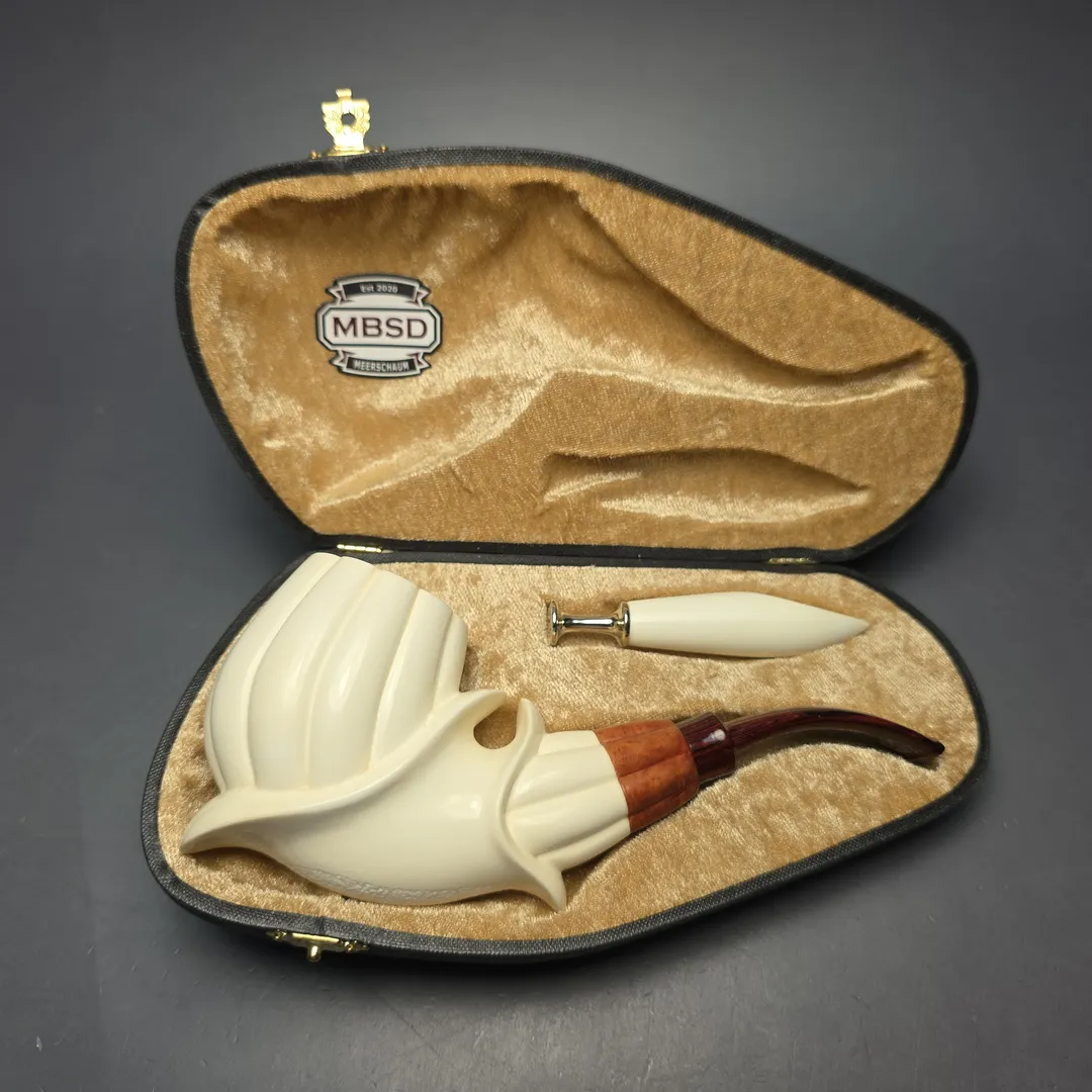 MBSD Meerschaum Premier (by Emre Bay) Extra Large Smooth Fluted Brandy with Cumberland and Briar-Mortise (New) - Image 2