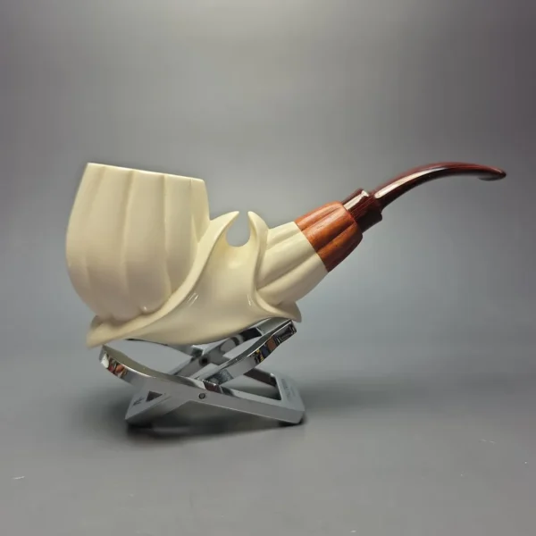 MBSD Meerschaum Premier (by Emre Bay) Extra Large Smooth Fluted Brandy with Cumberland and Briar-Mortise (New) - Image 3