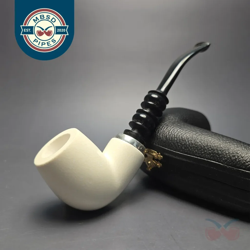 Unknown Reverse Calabash Translucent Meerschaum Billiard with Silver (Unsmoked Estate)