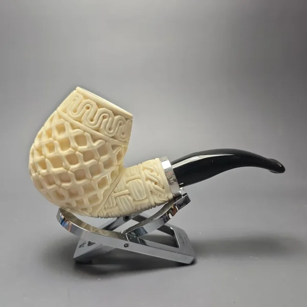 MBSD Meerschaum Silver Lattice Carved Reverse Calabash Brandy (New) - Image 3
