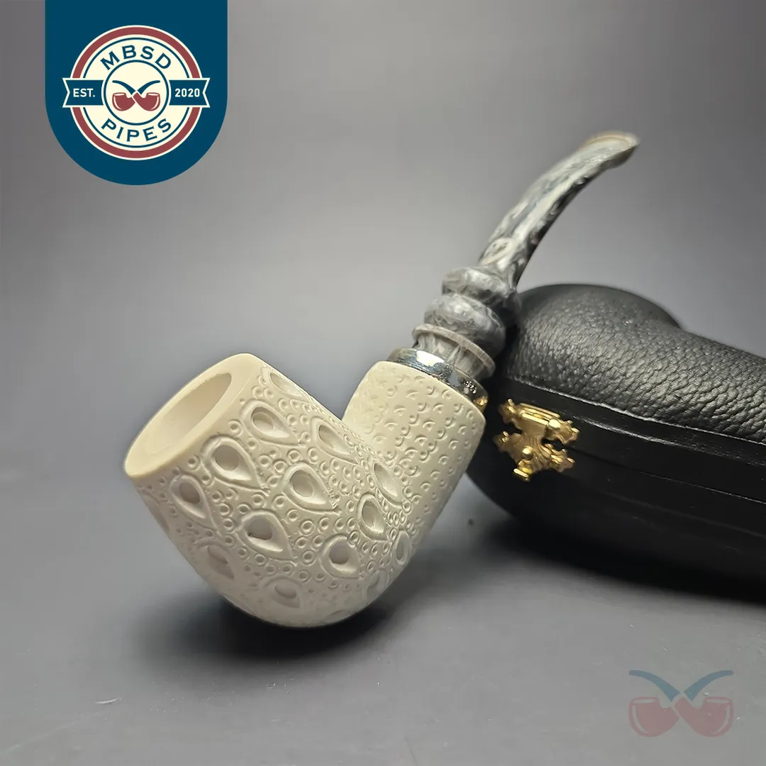 Unknown Lattice-Carved Reverse Calabash Brandy with Silver (Unsmoked Estate)